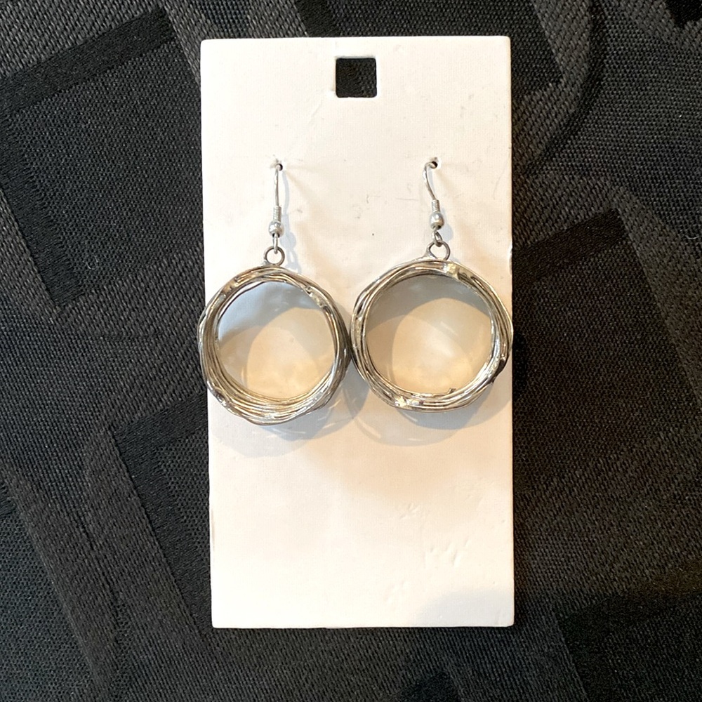 Silver Tone Multi Wire Coil Hoop Earrings